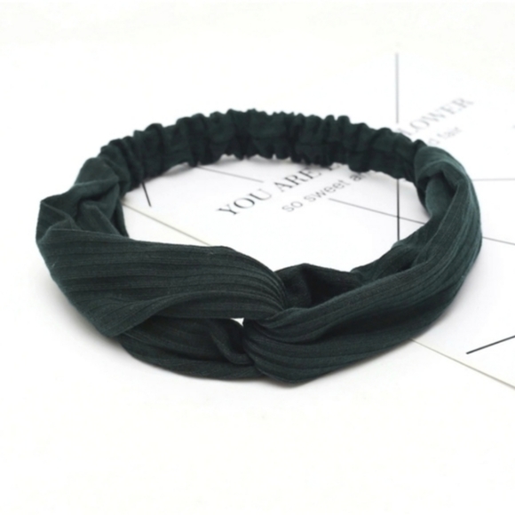 Ribbed Jersey Twist Headwrap - Hunter Green - Picture 8 of 9